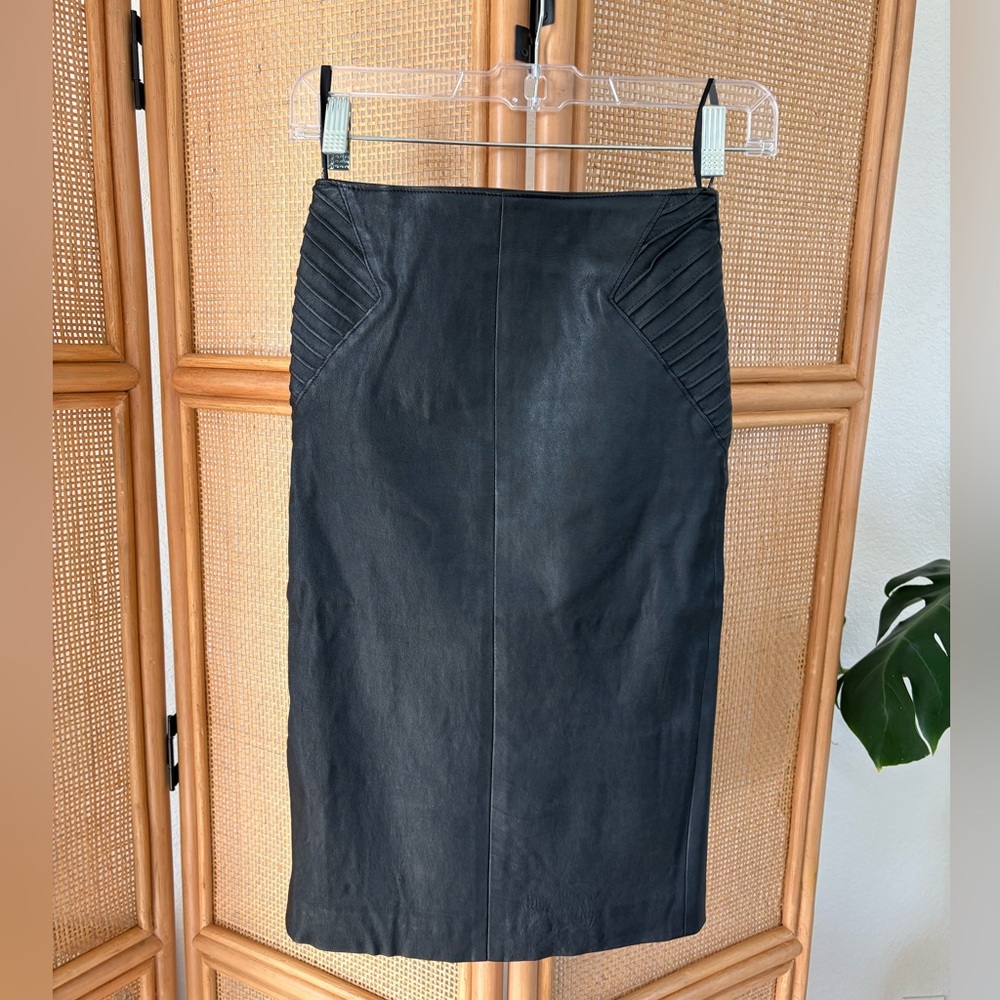 Kookai Genuine Leather Black Pencil Skirt Size EUR 34 /US 2